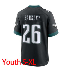 Nova Chegada 2025 Camisa de Futebol Americana de Alta Qualidade Costurada para Jovens, Modelos 1 Jalen Hurts, 33 Cooper DeJean, 26 Saquon Barkley - Product Image 3