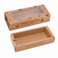 Caja de Galletas Navideñas al por Mayor XJY, Caja Pequeña Deslizante de Papel Kraft con Ventana Transparente Esmerilada de PVC
