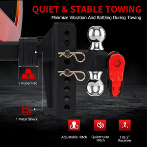 AMBITION Support de <span class=keywords><strong>boule</strong></span> <span class=keywords><strong>d</strong></span>'<span class=keywords><strong>attelage</strong></span> de remorque réglable avec goupille de verrouillage Manille de remorquage rotative Double <span class=keywords><strong>boule</strong></span> avec manille - Product Image 6