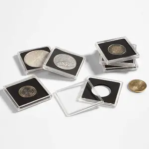 硬币按扣支架定制亚克力银元硬币支架2x2英寸半元硬币收藏展示柜
