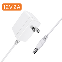 Certifié CE/FCC/ROHS Chargeur mural 12W/24W Adaptateur d'alimentation 12V 2A/1A pour vidéosurveillance/caméra/bande lumineuse à LED OTP