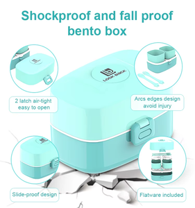 Boîte à lunch scolaire 2026 sans BPA, empilable, anti-fuite, en plastique, avec sac et compartiment à collation pour enfants - Product Image 3