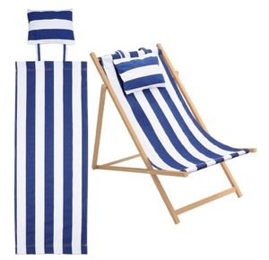 Chaise <span class=keywords><strong>de</strong></span> plage en <span class=keywords><strong>toile</strong></span> <span class=keywords><strong>de</strong></span> style moderne avec oreiller pliable pour bronzer en plein air, patio, jardin et cour - Product Image 1