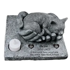 Gato 3D durmiendo en las manos de Dios Piedras conmemorativas