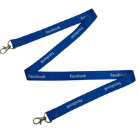 Cordon en polyester imprimé avec logo personnalisé avec double crochets et double clip sérigraphie