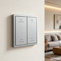 Panel de Interruptores Inteligentes Táctiles Modernos de Pared con 2 Teclas y 4 Controles KNX para Uso Doméstico con Iluminación Inteligente y Control de Escenas de Cortinas