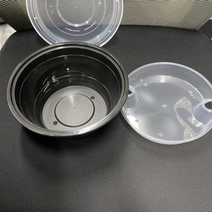 Bol à nouilles rond jetable en plastique PP à 2 couches 50 oz plateau d'insertion récipient en plastique