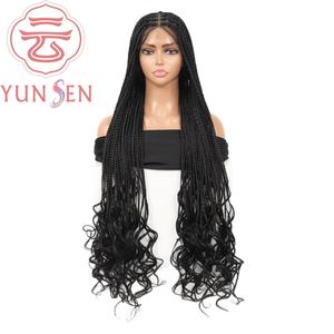 Perruque tressée bohème en dentelle complète |   Cheveux synthétiques tressés carrés |   Pour femmes - Product Image 4