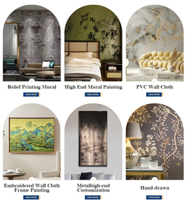 Papel Tapiz con Impresión en Relieve de Montañas <span class=keywords><strong>y</strong></span> Árboles, Estilo Paisaje Chino, Mural Personalizado para Sala de Estar, Oficina, Hotel - Product Image 6
