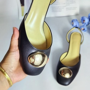 Round Toe Genuine Leather Ankle Strap Thick High Heel Roman <b>Sandals</b> Comfortable Women Pumps Dress Shoes Summer - Product Image 6