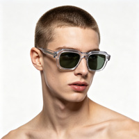 Nouvelles lunettes de soleil polarisées unisexes de luxe surdimensionnées, monture carrée pleine, en acétate italien personnalisé, avec logo personnalisé