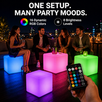 COOLQING Tabouret de bar LED lumineux à changement de couleur pour extérieur, mobilier illuminé pour discothèque, bar, mariage, décoration de fête