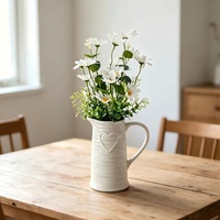 Fleur artificielle de marguerite en gros avec vase en porcelaine, décoration d'intérieur, ornement de table, fausses fleurs