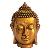 Statue de tête de Bouddha en résine personnalisée, peinture antique en bronze, décoration d'intérieur, figurine bouddhiste décorative