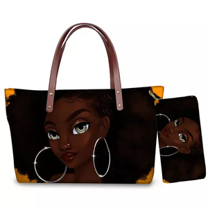 Bolso de mano con estampado de <span class=keywords><strong>arte</strong></span> africano para mujer, bolsa de mano femenina de color negro, a la moda - Product Image 4