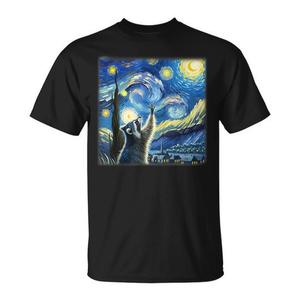 Camiseta gráfica con diseño de mapache y noche estrellada, diseño de mapaches y luna, para hombres y mujeres, ropa unisex - Product Image 1