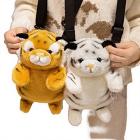 Sac à dos en peluche HBX simulant un tigre, un ours blanc et un panda, mignon, tendance pour enfant, fermeture éclair, unisexe