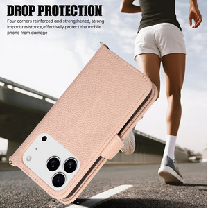 <span class=keywords><strong>Coque</strong></span> de téléphone en cuir à <span class=keywords><strong>rabat</strong></span> commerce extérieur pour Apple 17promax IPhone16 15 13 14 nouvelle poignée de téléphone en matériau PU incluse - Product Image 3