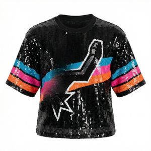 Magliette in Jersey <span class=keywords><strong>con</strong></span> <span class=keywords><strong>Paillettes</strong></span> per Donne, Top Femminili per Partite di Baseball e Football - Product Image 1