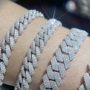 Collier cubain en moissanite, chaîne à maillons glacés, collier tendance et élégant pour homme, argent 925 plaqué or rose - Product Image 6