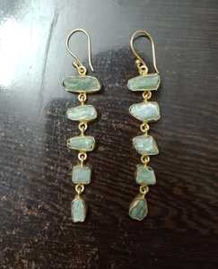High Quality <b>Gold</b> Plated Brass <b>Earrings</b> Trendy Australian Abalone Shell <b>Peridot</b> Quartz Gemstone Hook Jewelry - Product Image 5
