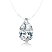 Collier de Moissanite haut de gamme européen américain S925 Sterling Silver Tear Mermaid Clavicule Chain Transparent Pendant Necklace