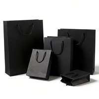 Bolsas de Papel de Embalaje de Lujo Negras para Compras, Regalos, Joyería y Vino, con Logotipo Personalizado Impreso, al por Mayor