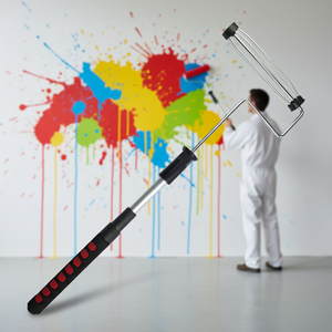 Yep 9" Cadre de <span class=keywords><strong>rouleau</strong></span> à <span class=keywords><strong>peinture</strong></span> mural sans cage, avec poignée en mousse de haute qualité, tige télescopique extensible chromée, DIY OEM - Product Image 6
