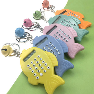 Fish Shaped Calculator Mini Portable Keychain With Bell Student Use 8 Digits Battery Powered Colorful Design - Product Image 1