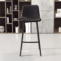Tabourets de bar en cuir de luxe, chaise haute moderne en métal noir pour villa, restaurant, cuisine