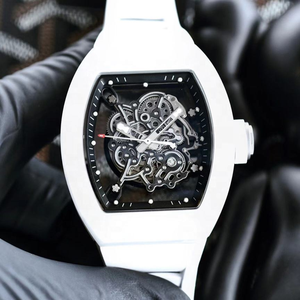 Elegant 055 Men's Casual Mechanical <b>Watch</b> Tonneau <b>Case</b> Sapphire Crystal Dial Hollow Design Luxury Ceramic Water - Product Image 3