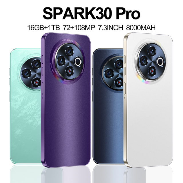 Original Spark 30 5G Smartphone 16GB+1TB Android 15 7.3" 8-Core Unlocked Dual SIM Global Market