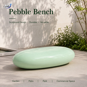 Banco Moderno de Fibra de Vidrio con Diseño de Guijarros, Silla de Espera para Exteriores, Asiento Escultural Resistente para Jardín, Patio, Parque, Centro Comercial - Product Image 1