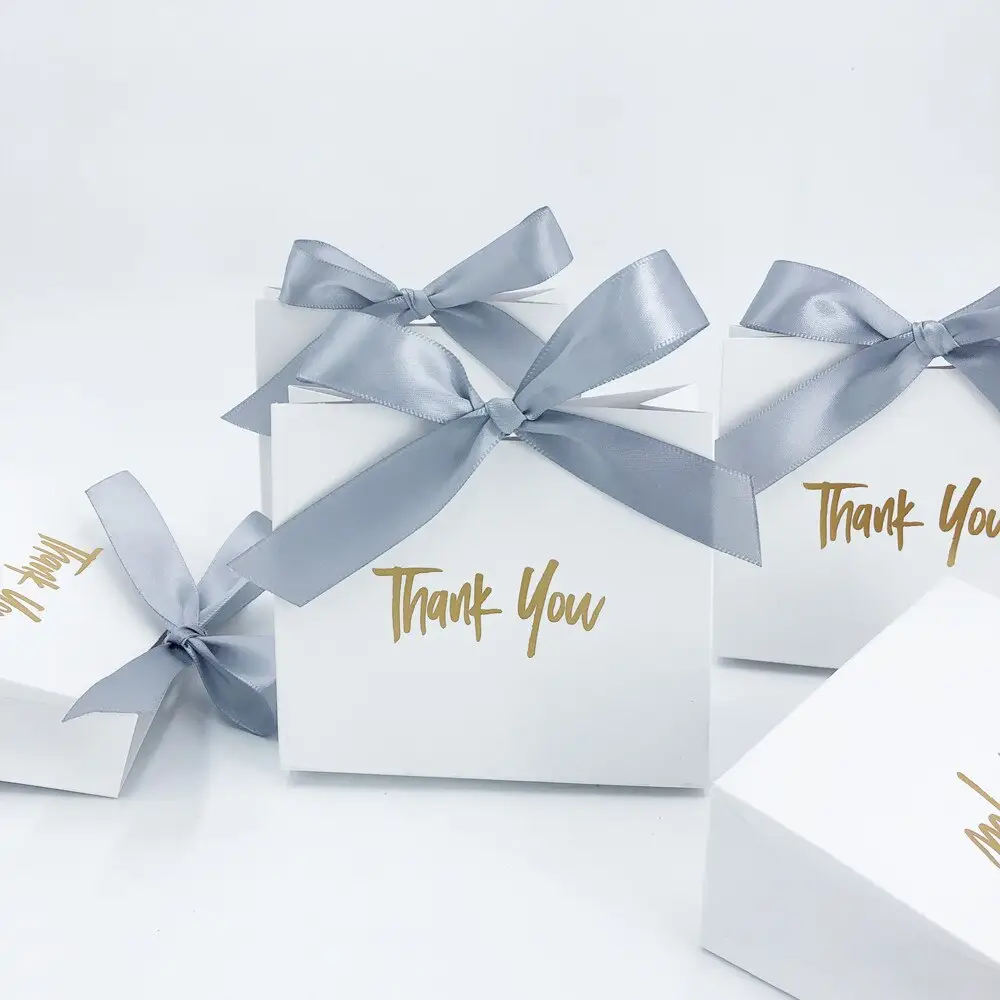 Birthday Christmas Favor Present Boxes Packing Wedding Candy Thank You Party Favor Gift Paper Gift Bag With Ribbon Bow