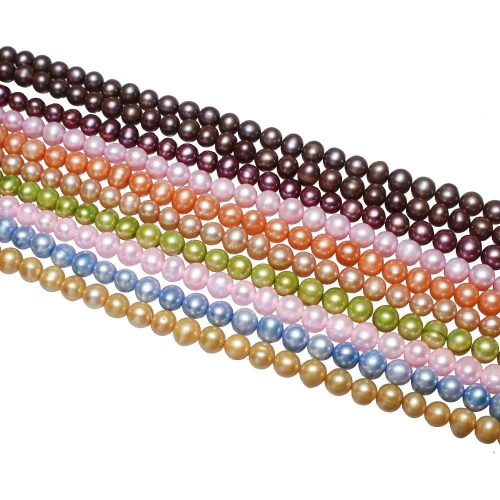 Kultivierten süßwasser perlen lose kartoffel gefärbt frische wasser perlen 7-8mm Loch: 0,8mm Verkauft Pro 15,3 Inch 657617