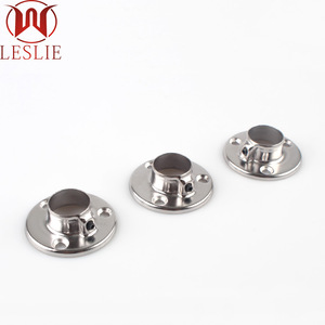 Leslie Wardrobe Round Tube Flange Seat <b>Chrome</b> Plated Iron Wall Mount Clothes Rod Holder Non Detachable Thickening - Product Image 5
