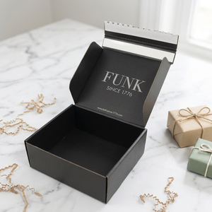 Caja de papel corrugado de lujo impresa personalizada con tira de rasgado de color para envío secreto de comercio electrónico - Product Image 1