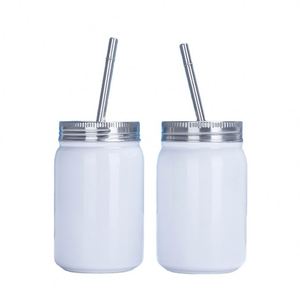 Vaso Térmico de Acero Inoxidable de Doble Capa con Aislamiento al Vacío, Tipo Mason Jar, de 500 ml (17 oz), para Sublimación, con Pajita - Product Image 1
