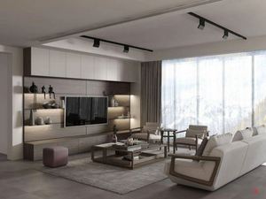 Wooden Modern Minimalist Style <b>TV</b> Cabinet with Showcase Floating <b>Wall</b> Entertainment Center <b>TV</b> Stands Living Room Furniture - Product Image 2