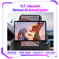 Moniteur d'appuie-tête de voiture Android 14 rotatif 2K Incell 12,5 pouces, 8 cœurs, 6-128 Go, BT, WiFi, 4G SIM, lecteur multimédia pour siège arrière, écran tactile