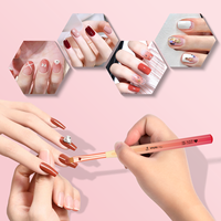 Ensemble professionnel de 7 pinceaux à ongles en acrylique hexagonaux dégradés roses pour la peinture au gel UV, le dessin et le traçage