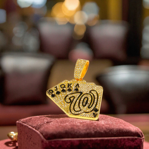 PD3070 Poker Cards Pendant Aleación y Rhinestone Ciondolo con carte da poker Ciondolo americano in Lega e strass placcato <span class=keywords><strong>oro</strong></span> - Product Image 4