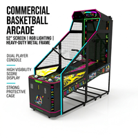 Machine d'arcade de basketball d'intérieur commerciale avec distributeur de tickets, accepteur de pièces, jeu en réseau et éclairage RGB pour salle de jeux