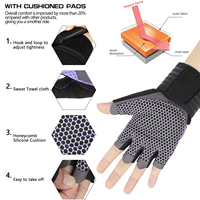 Gants de fitness demi-doigts anti-callosités pour hommes et femmes avec support intégré du poignet pour l'haltérophilie et l'entraînement de force