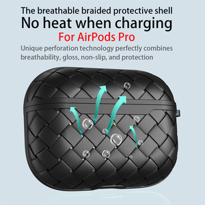 Étui pour <span class=keywords><strong>AirPods</strong></span> en TPU à texture tissée, 360 °   Protection complète avec des aérations de dissipation thermique pour <span class=keywords><strong>AirPods</strong></span> 1/2/3/4/Pro/Pro3 - Product Image 3
