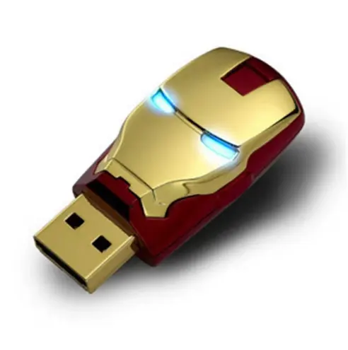 아이코닉 슈퍼 히어로로부터 영감을 얻은 LED 조명이있는 아이언 맨 USB 플래시 드라이브