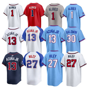 Camiseta de Béisbol Americana City Connect 2026, Cosida, 13 Ronald Acuña Jr., 28 Olson, 10 <span class=keywords><strong>Jones</strong></span>, 27 Riley, 44 <span class=keywords><strong>Aaron</strong></span>, 1 Albies, 30 Baldwin - Product Image 1