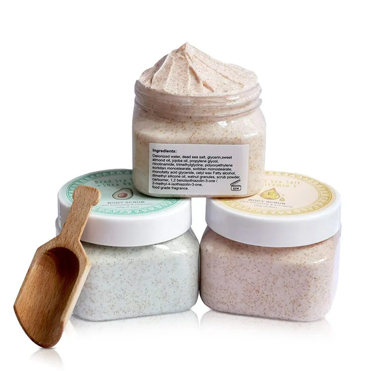 2021 private label skin care Ultra Exfoliating with dead sea salt shea butter Vitamin E Body scrub for Walnut Body scrub