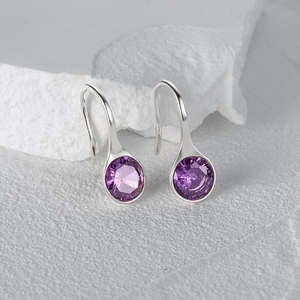 Boucles d'oreilles pendantes CANNER Simple S925 en argent sterling avec zircon violet, plaqué or 18 carats, bijoux pour femme - Product Image 2