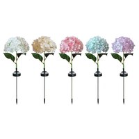 Lampu Bunga Hydrangea Buatan Tenaga Surya, Terpasang di Tanah, Dekorasi Taman Luar Ruangan, Rating IP65